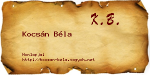Kocsán Béla névjegykártya
