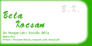 bela kocsan business card