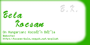 bela kocsan business card